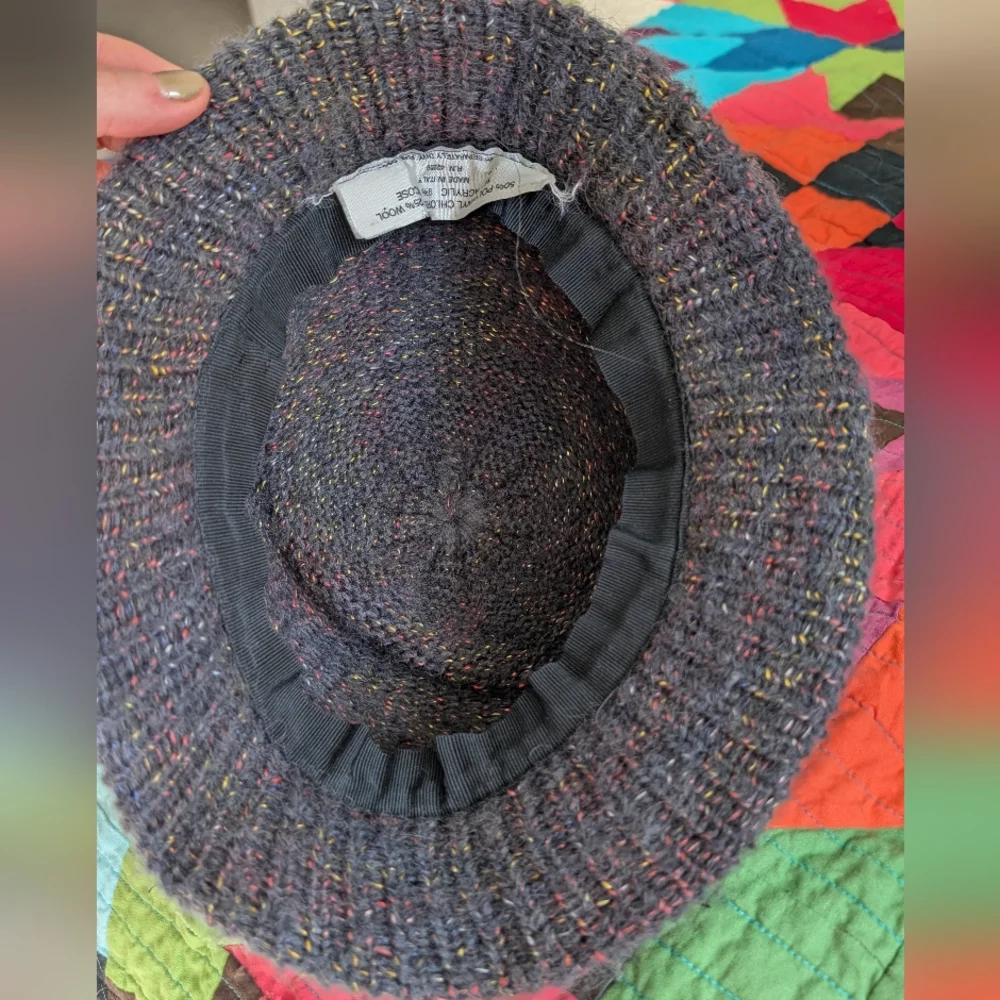 VTG Italian Made Grey‎ Bucket Hat With Rainbow Speckles